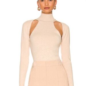 Alice + Olivia Sleeveless Turtleneck with Shrug, Oatmeal